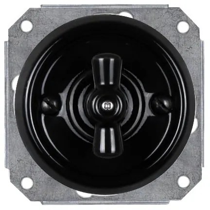 Elhard Okrúhly keramický otočný vypínač č.6/č.1, čierny KV1106B