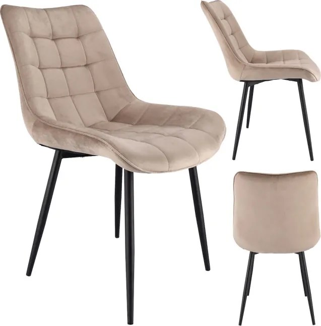 Jedálenská stolička MISTY zamatová, béžová / čierne nohy