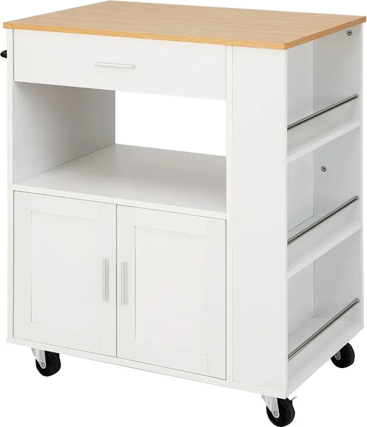 Kolesový servírovací vozík s 3 držiakmi na korenie na boku