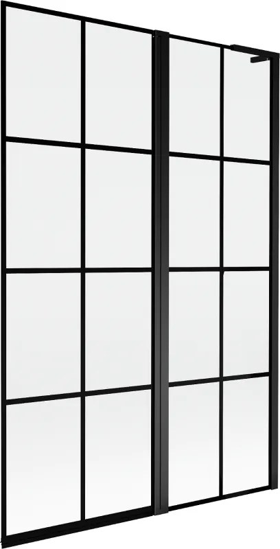 Mexen Mist L, 2-krídlová vaňová zástena, pravá 120 x 150 cm, čierna mriežka, čierna - 8A9L-120-011-70-77-P