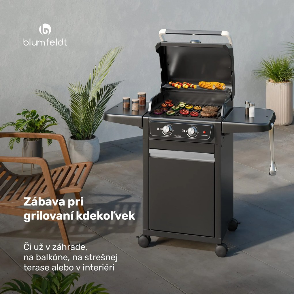 Blumfeldt ElectricPro elektrický gril, Výkonný, Sklopné bočné stolíky, Integrovaný teplomer