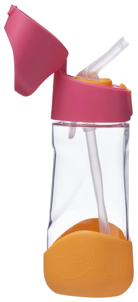 Fľaša na pitie so slamkou 450 ml - ružová/oranžová