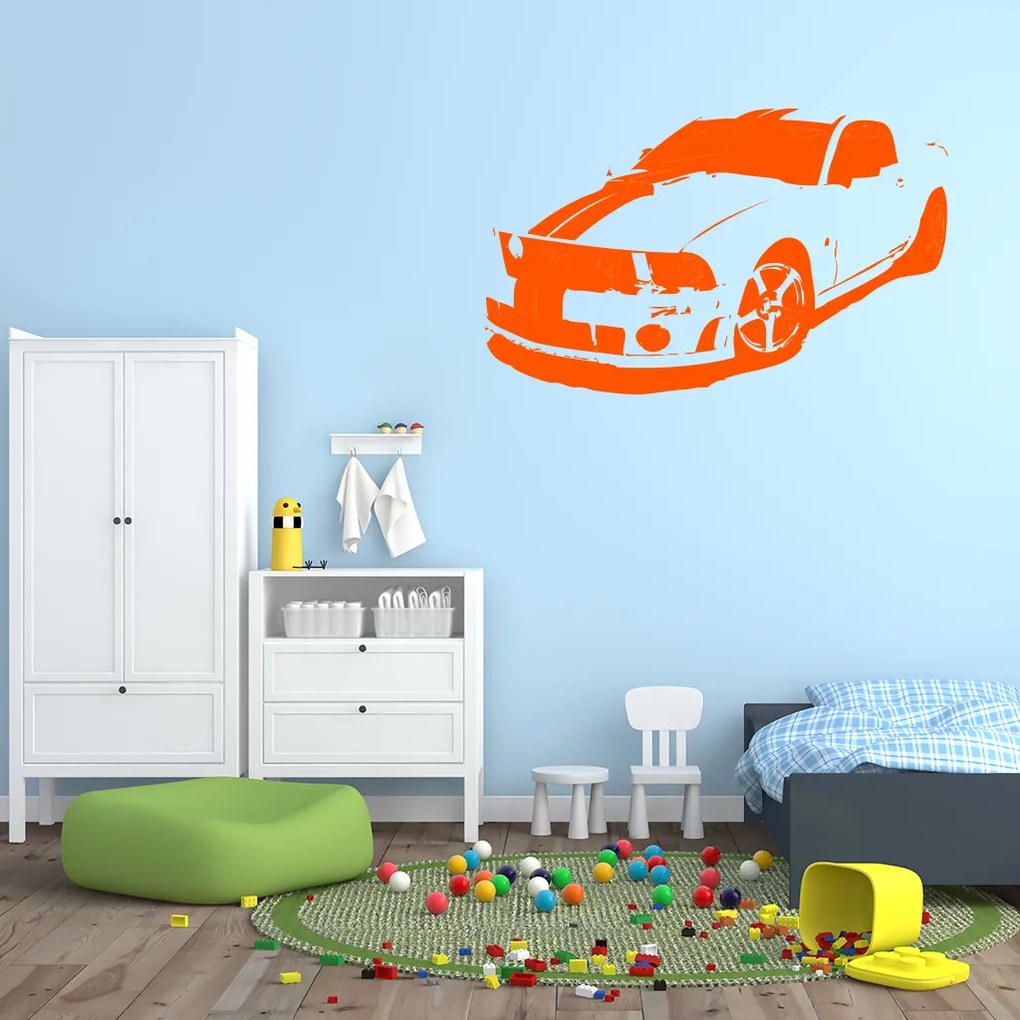 Veselá Stena Samolepka Auto Mustang Farba: žltá, Veľkosť: 100 x 62 cm