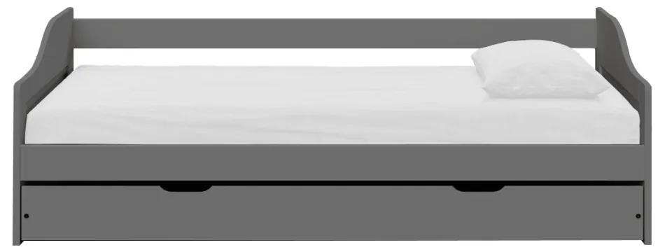 Kondela Posteľ s výsuvnou prístelkou, sivá, masív, 90x200, LAURA NEW