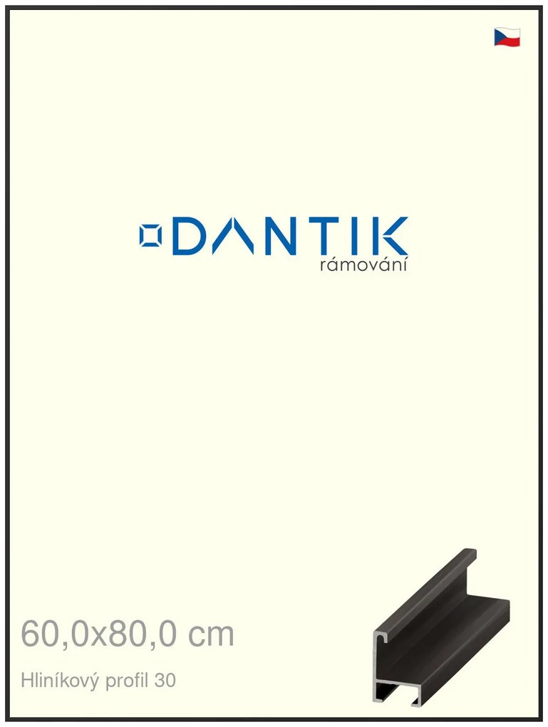 DANTIK rám na obraz 60x80 | ALU Černá matná (Plexi Čiré)