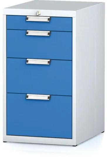 Alfa 3 Dielenský zásuvkový box na náradie MECHANIC, 4 zásuvky, 480 x 600 x 840 mm, modré dvere
