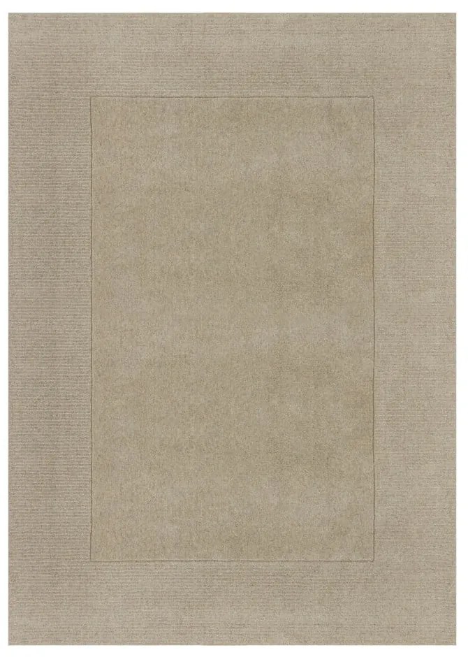 Béžový ručne tkaný vlnený koberec 300x400 cm Textured Wool Border – Flair Rugs