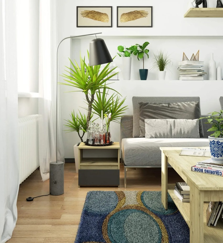 Nočný stolík CL1 40 cm dub artisan/grafitovo sivý