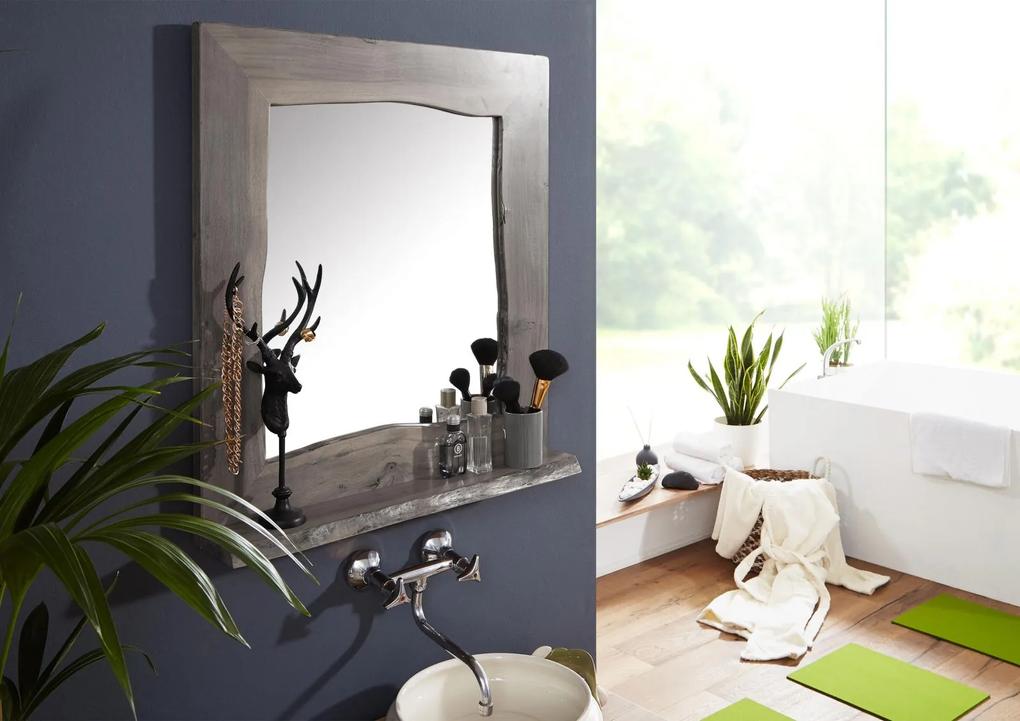 Masiv24 - WOODLAND Kúpeľňové zrkadlo 70x78 cm, sivá, akácia