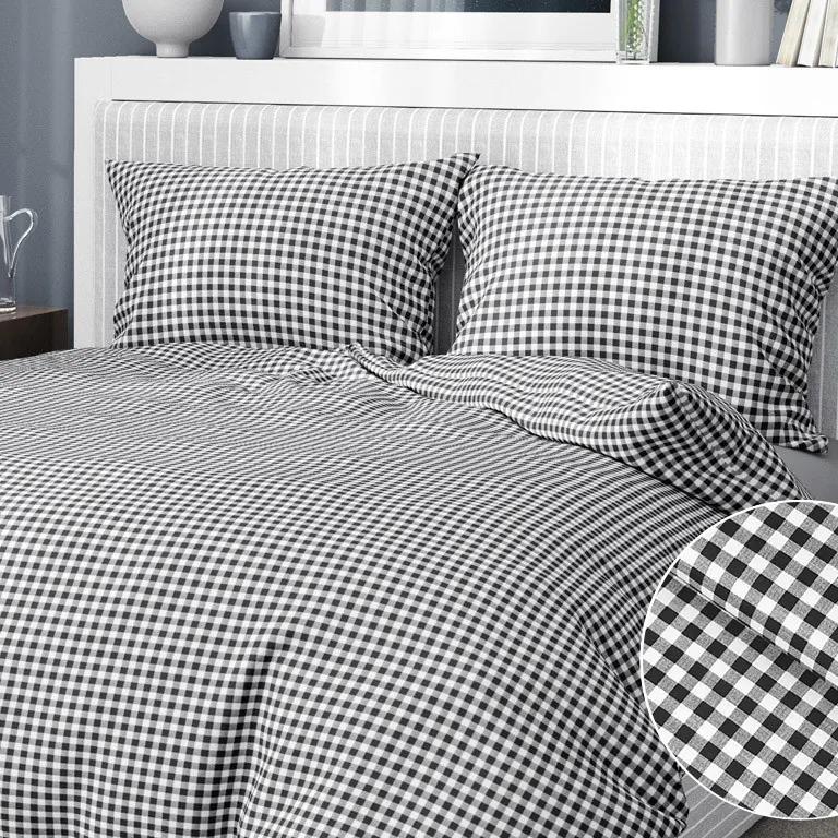 Goldea tradičné bavlnené posteľné obliečky - vzor 805 čierne a biele kocky 140 x 200 a 70 x 90 cm