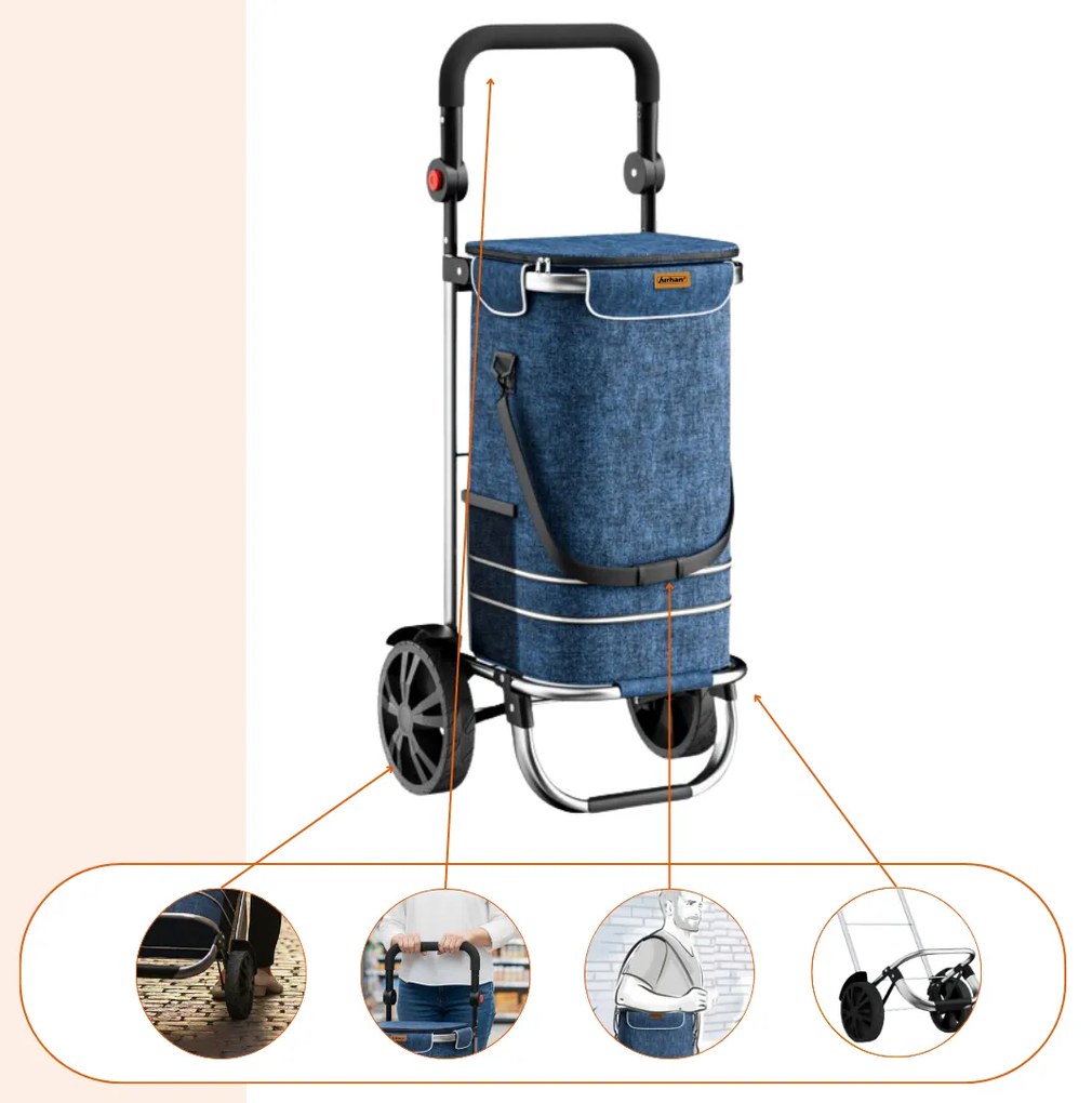 Nákupná taška na kolieskach EASY, 50l, modrá Jurhan