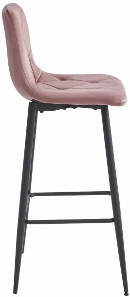 Set dvoch barových stoličiek NADO zamatové ružové (čierne nohy) 2 ks