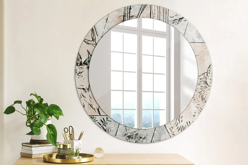 Okrúhle dekoračné zrkadlo s motívom Zima fi 70 cm