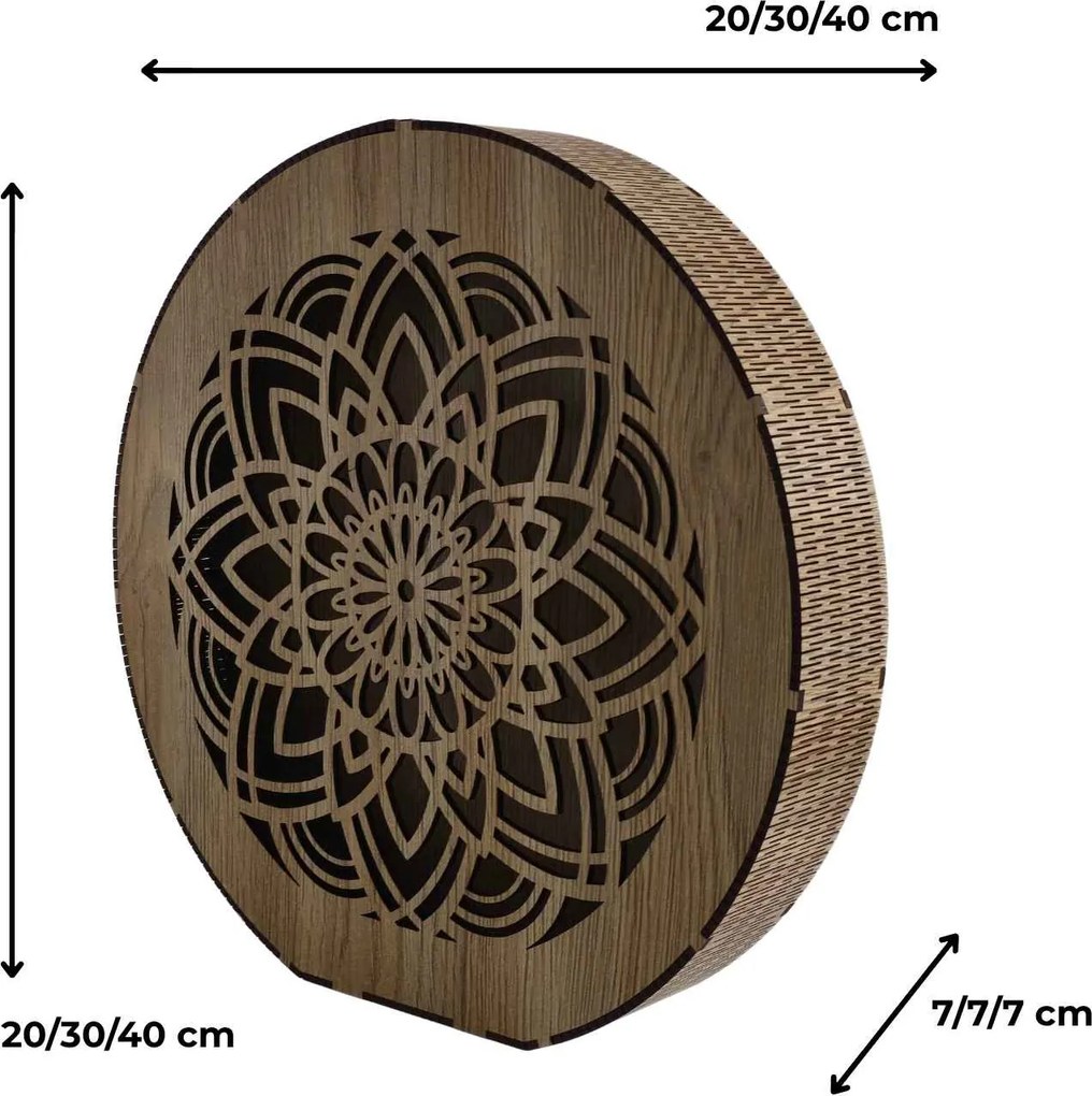 Stmievateľná drevená lampa Mandala | HEARF: HDF - Orech 20 cm 4784-115165 LED0608