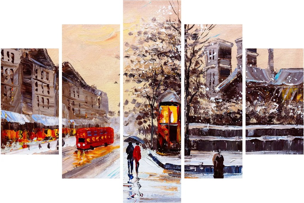 Obraz - Maľba zimného mesta (150x105 cm)