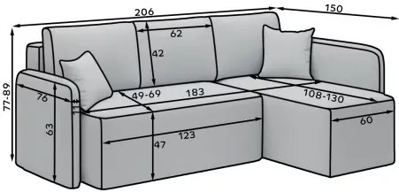 Svetlosivá rohová sedacia súprava HADSON Varianta: Pravý roh