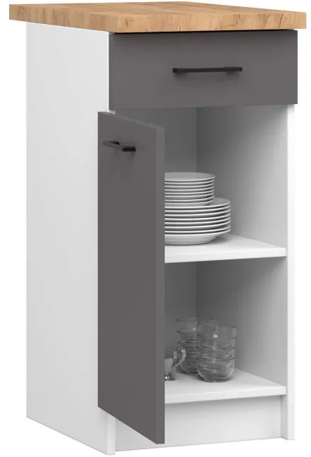 Spodná kuchynská skrinka s doskou OLIWIA S40 SZ1 biela / grafitová / sivá
