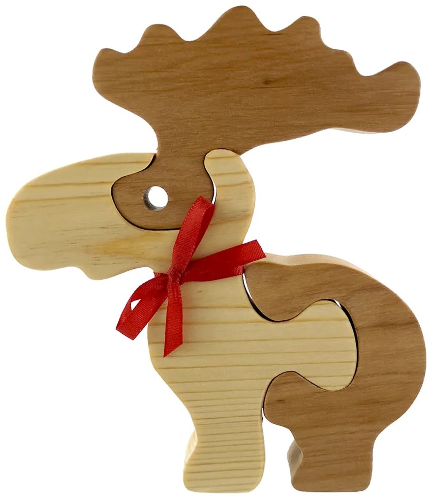 AMADEA Drevené puzzle sob, masívne drevo dvoch druhov drevín, 16 cm