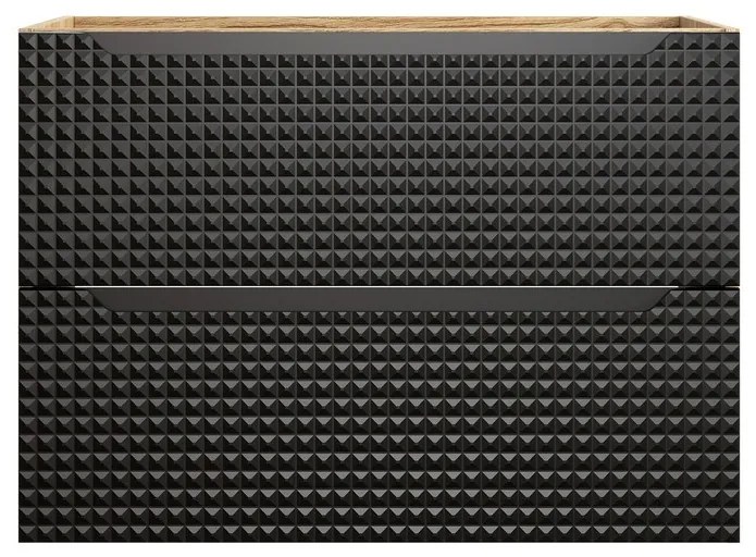 Závěsná umyvadlová skříňka Luxor Black s deskou 80 cm černá/dub olejovaný