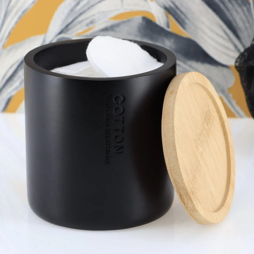 Kúpeľňová nádoba Loudis, čierna/s drevenými prvkami