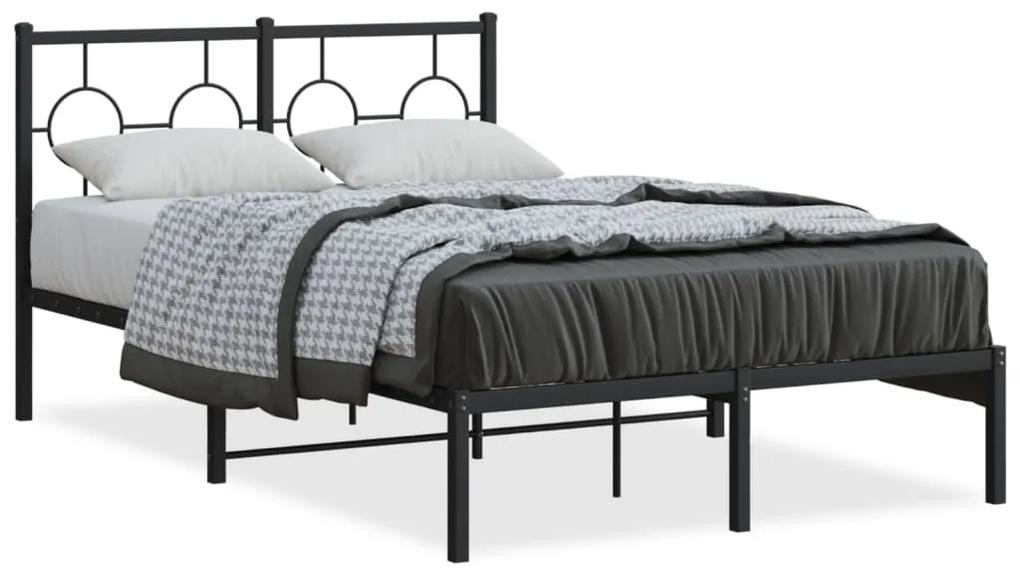 Kovový rám postele s čelom čierny 120x190 cm 376223
