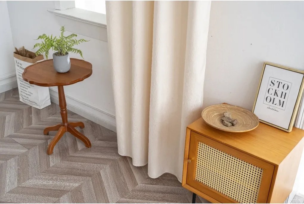 Zatemňovaci záves DUNES VELVET 140x250 cm, krémový Zavesenie: Kovové krúžky