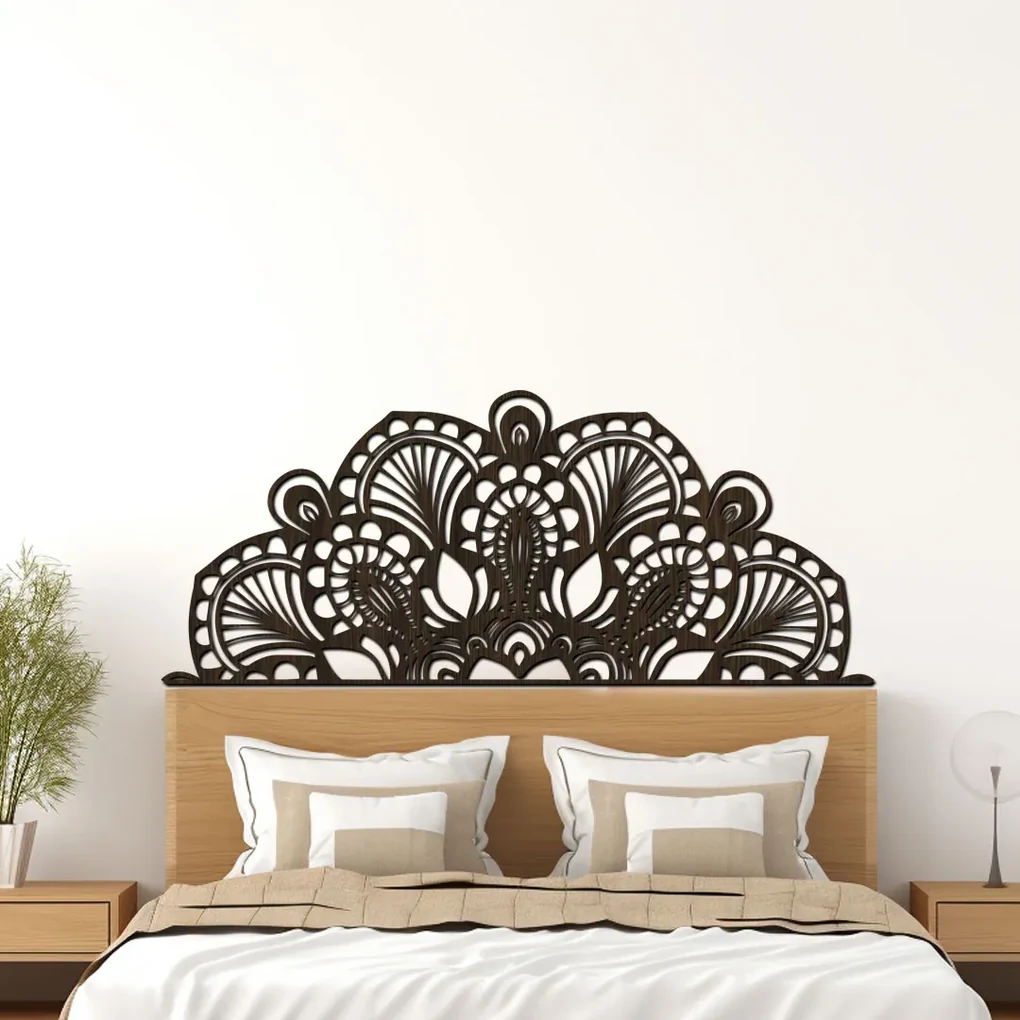 drevo zivota Drevená polovičná mandala RADOST nad posteľ Farebný vzor: Wenge, Rozmery (cm): 160x64