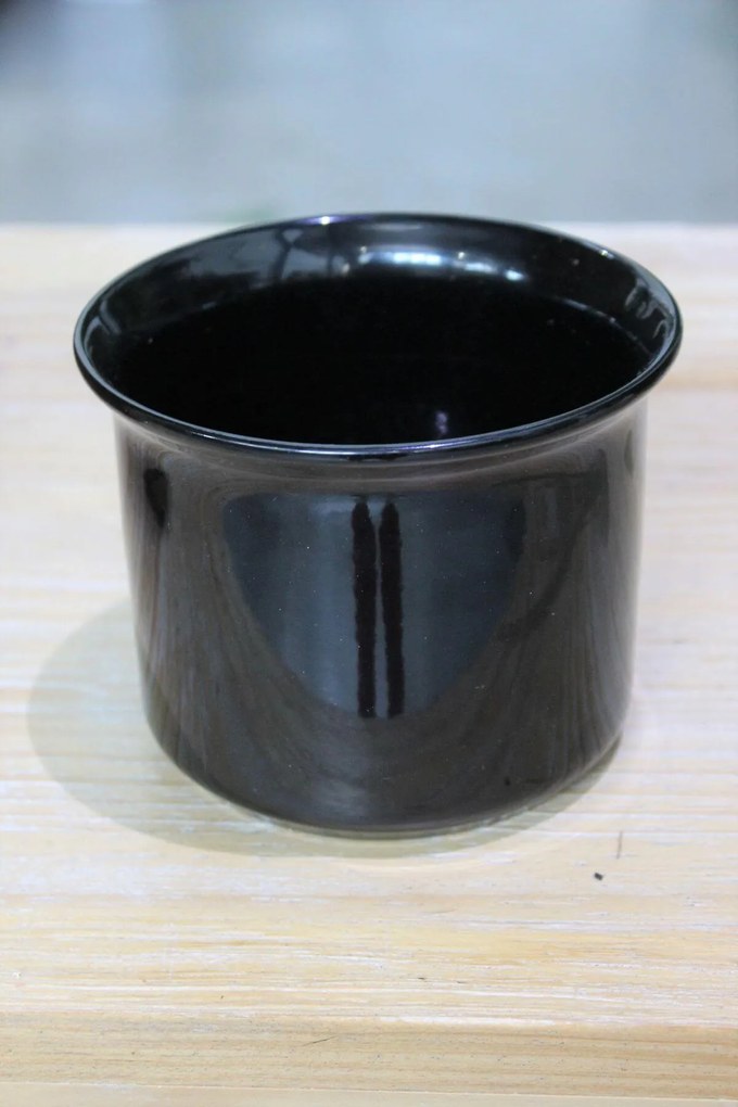 Čierny keramický kvetináč okrúhly 9cm