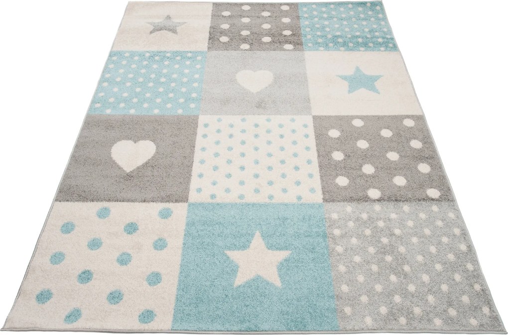 TA Koberec C573A BIELA/TYRKYSOVÁ AZÚROVÁ Rozmer: 120x170 cm