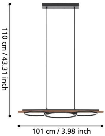 Eglo 99624-LED Stmievateľný luster BOYAL 2xLED/12,5W/230V+LED/15,5W hnedá/čierna