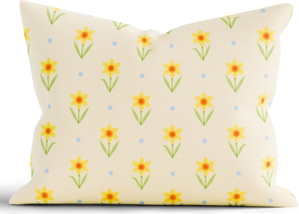 Bavlnená obliečka na vankúš Renforcé 50 × 70 cm - Narcis bieložlté