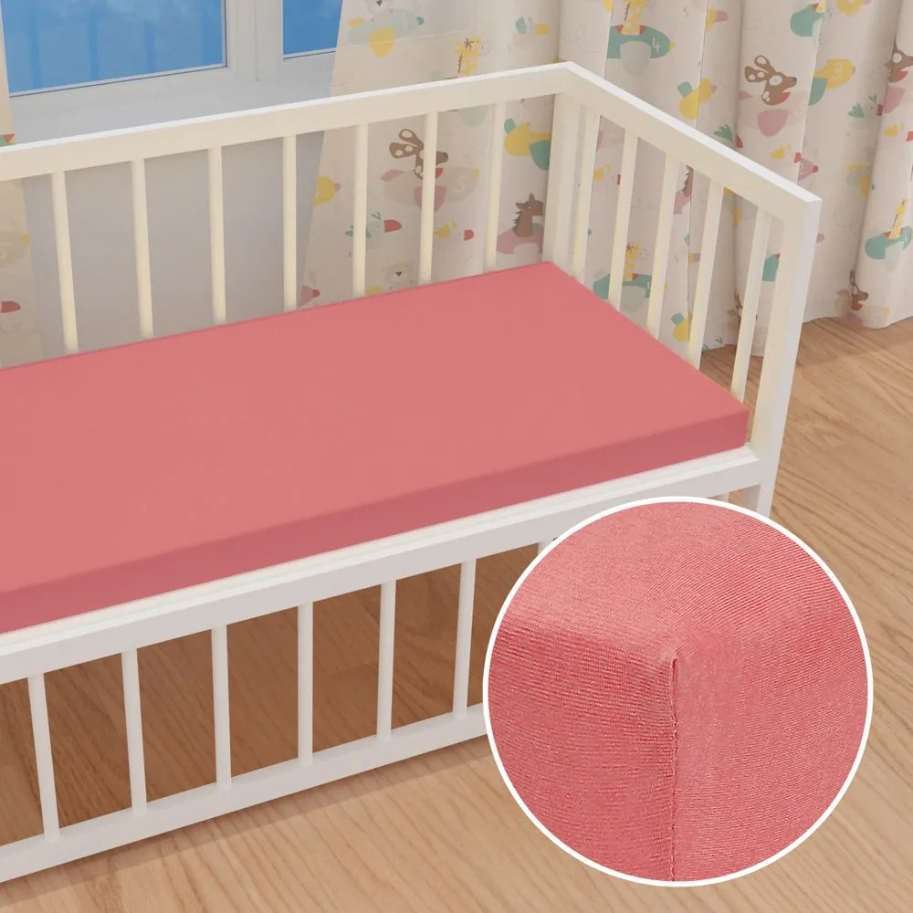 Detské jersey napínacie prestieradlo do postieľky JR-001 Koralové 60 x 120 x 10 cm - do postieľky