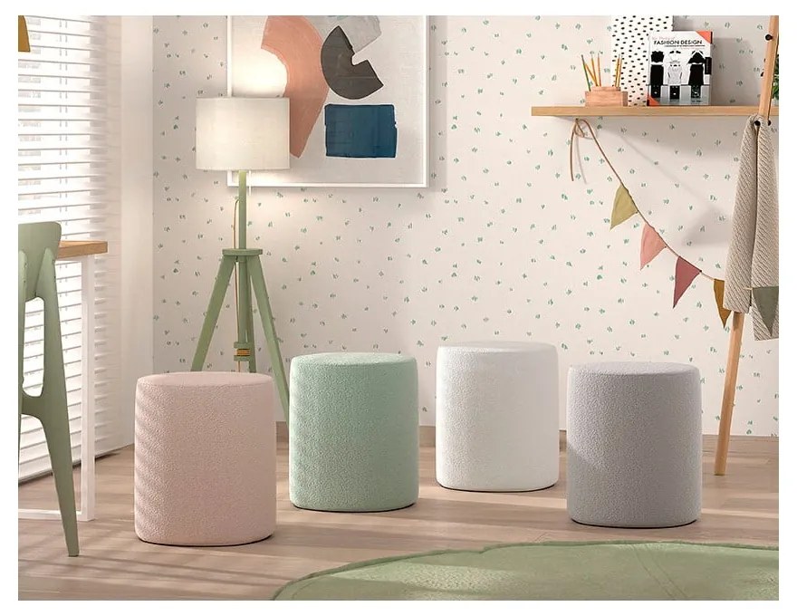 Svetloružový detský puf z textílie buklé MOON – Vipack