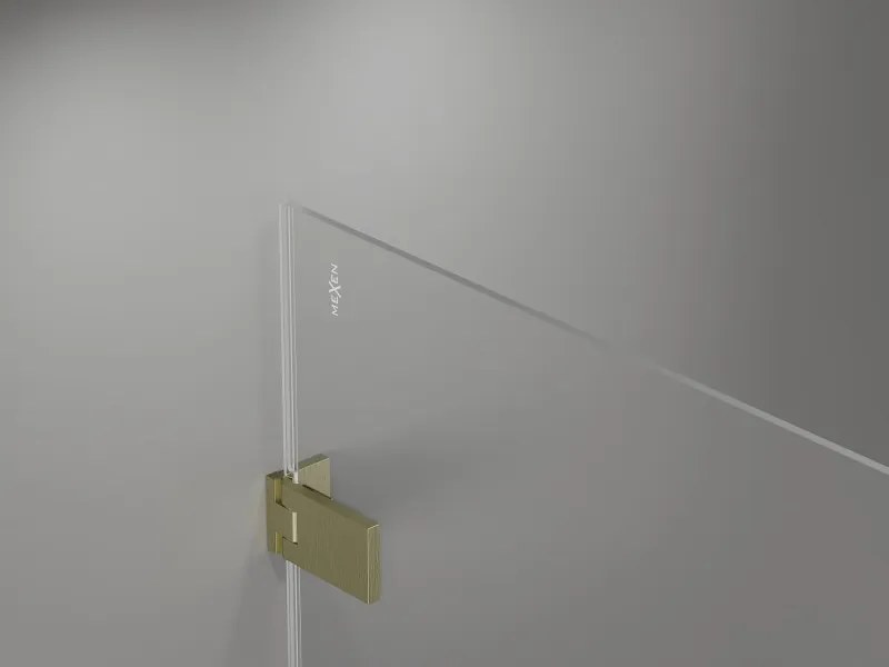 Mexen Lunar-F Duo, skladací sprchový kút 80 x 75 cm, 8mm číre sklo, zlatý matný profil, 836-080L-075P-55-00