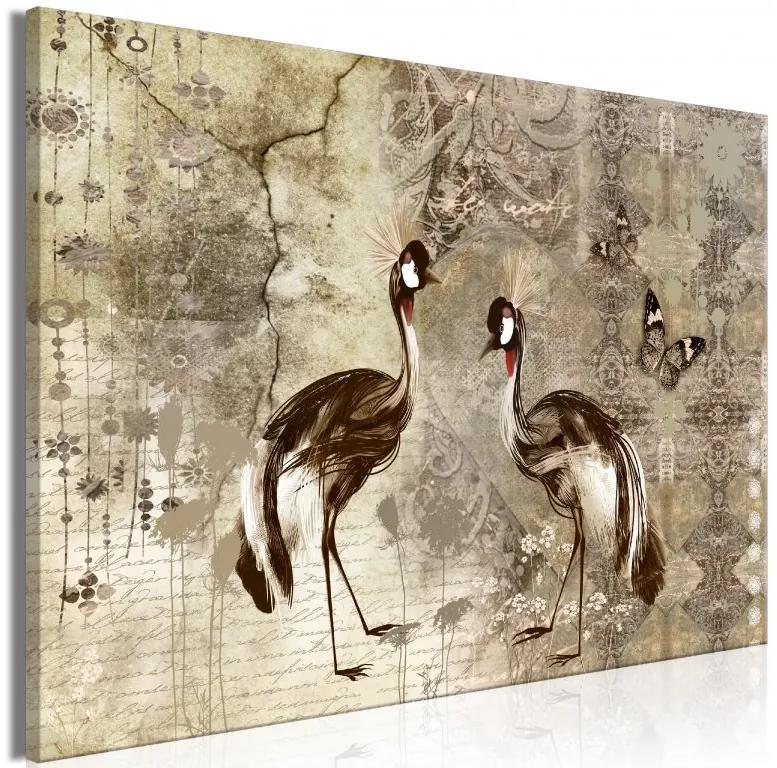 Artgeist Obraz - Retro Cranes (1 Part) Wide Veľkosť: 30x20, Verzia: Na talianskom plátne