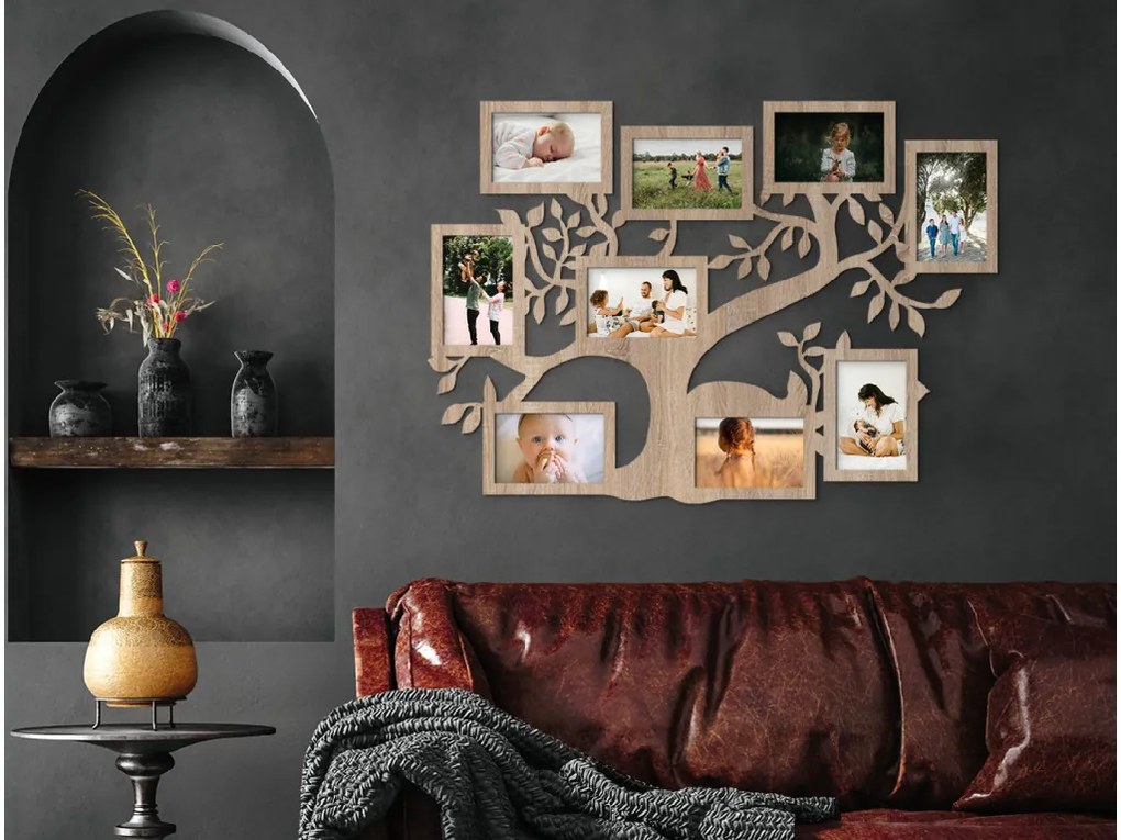 drevko Rodinný fotorámik Strom života Rozmer obrazu: 49,5 x 70 cm, Farba dekorácie: Čierna