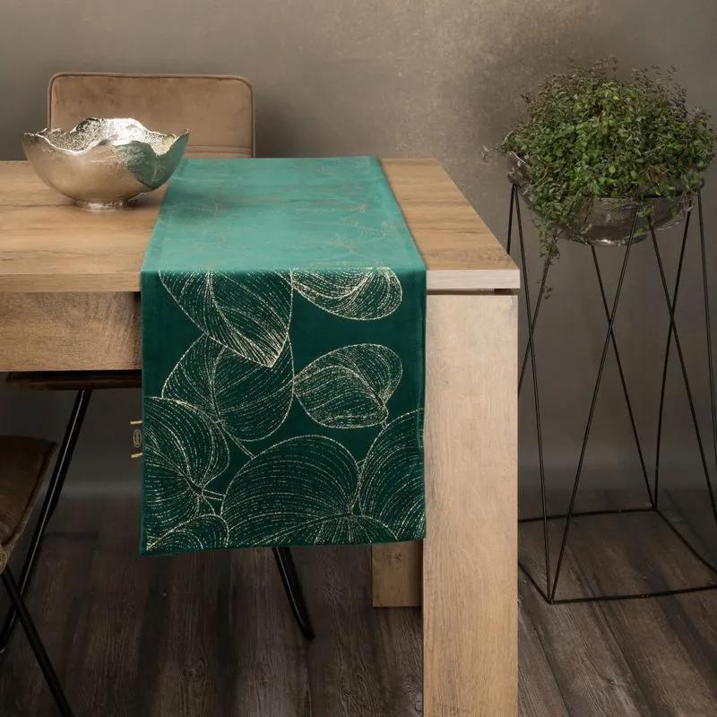 Dekorstudio Elegantný zamatový behúň na stôl BLINK 16 tmavozelený Rozmer behúňa (šírka x dĺžka): 35x220cm