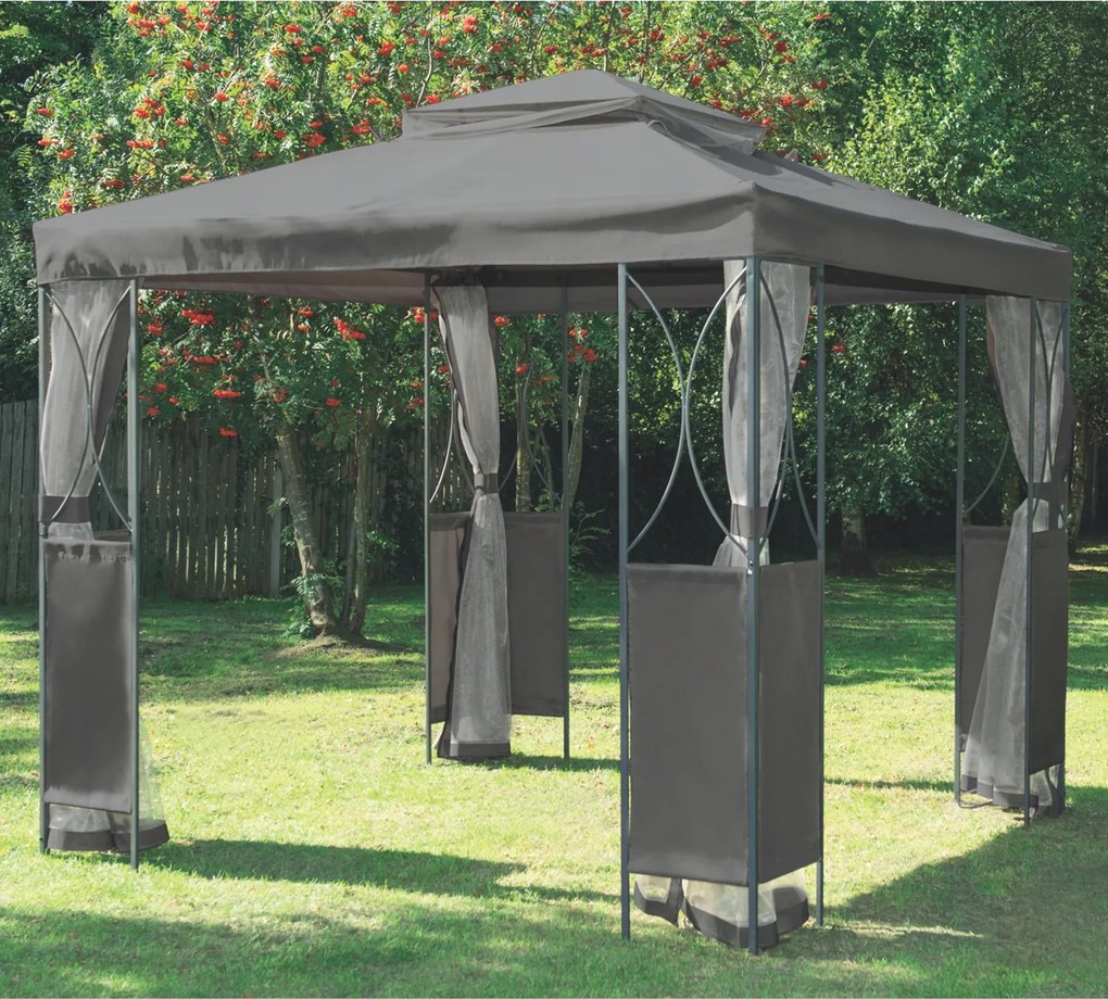 Garden Line ALTANA / ZÁHRADNÝ PAVILÓN S MOSKYTIÉROU ŠEDÁ 2,5 x 2,5 x 2,7 M *3989