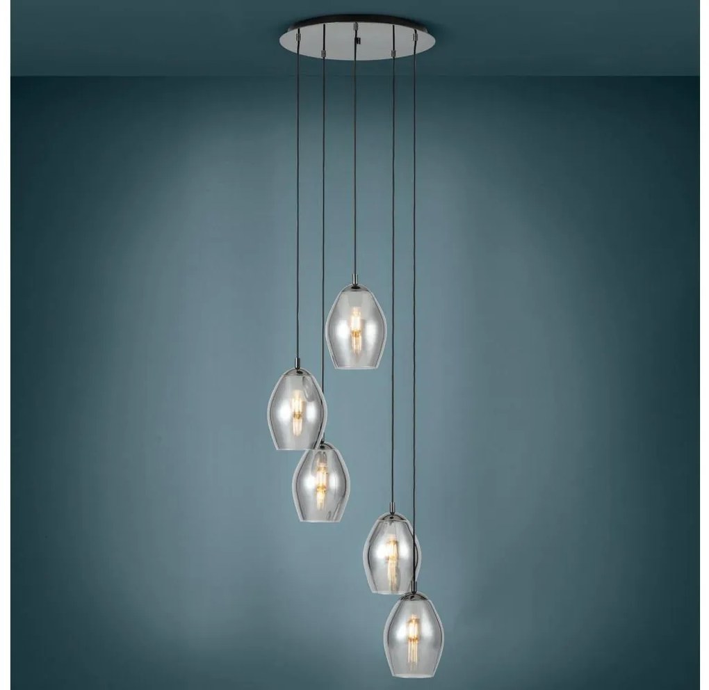 Eglo 39567 - Luster na lanku ESTANYS 5xE27/60W/230V dymová