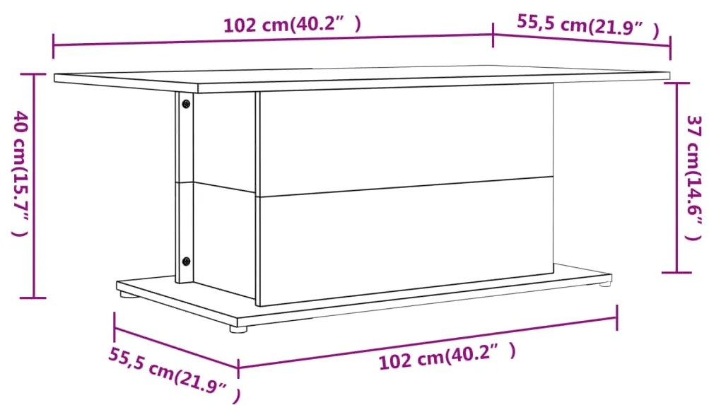Konferenčný stolík, dub sonoma 102x55,5x40 cm, kompozitné drevo