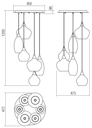 Redo 01-3194 - Luster na lanku TANNER 6xE14/28W/230V pr. 47,2 cm