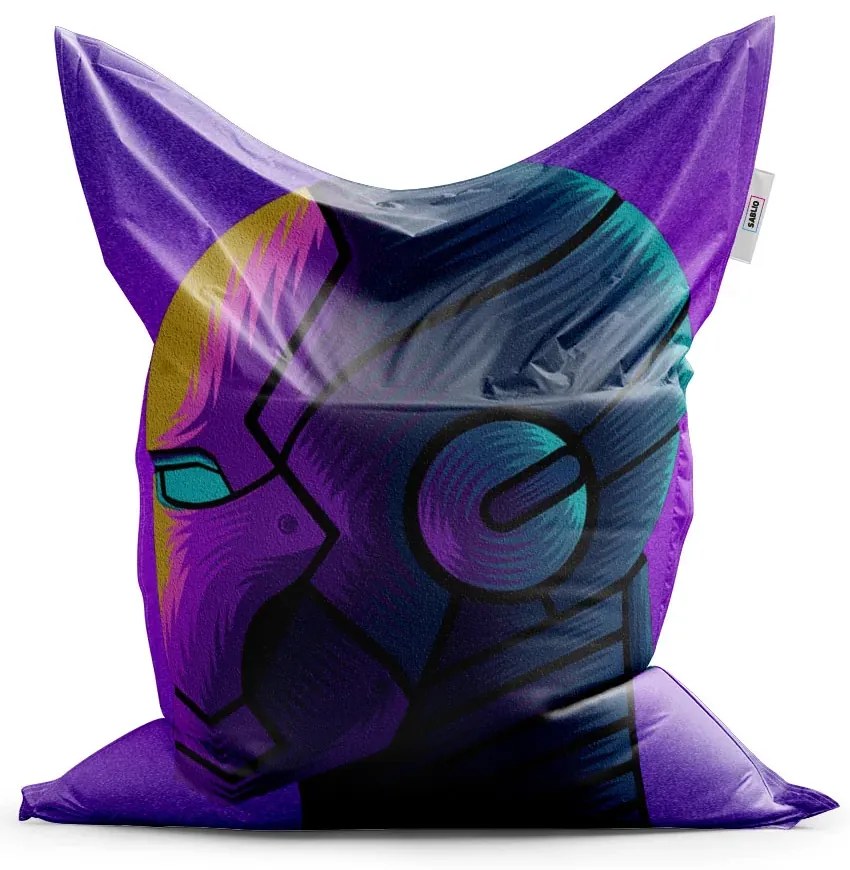 Sablio Sedací vak Iron Man Helma na fialovej - 150x100 cm