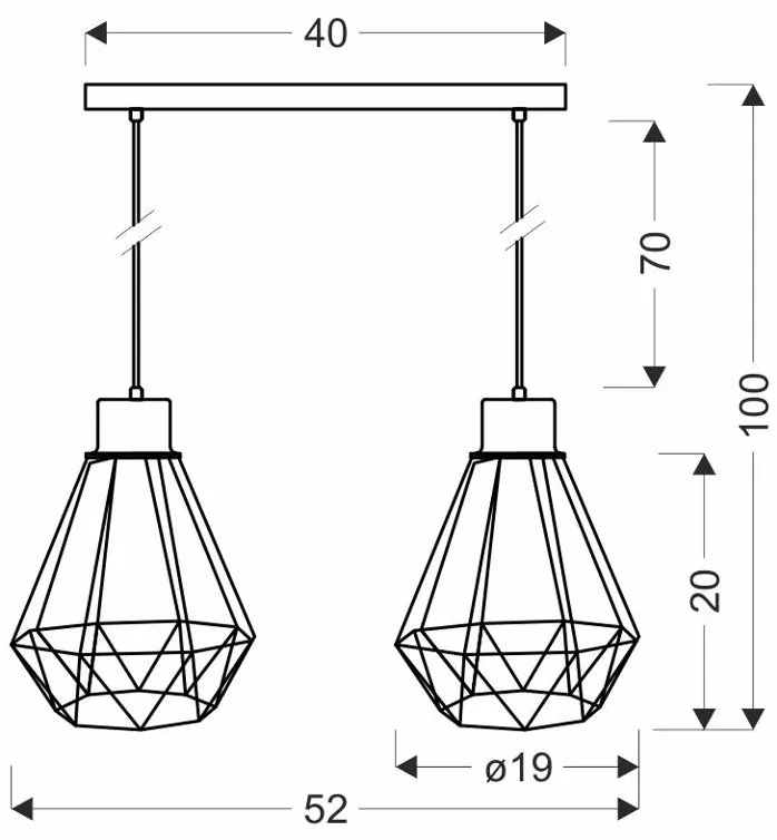Candellux Čierno-zlatý závesný luster Primo pre žiarovku 2x E27 32-00224