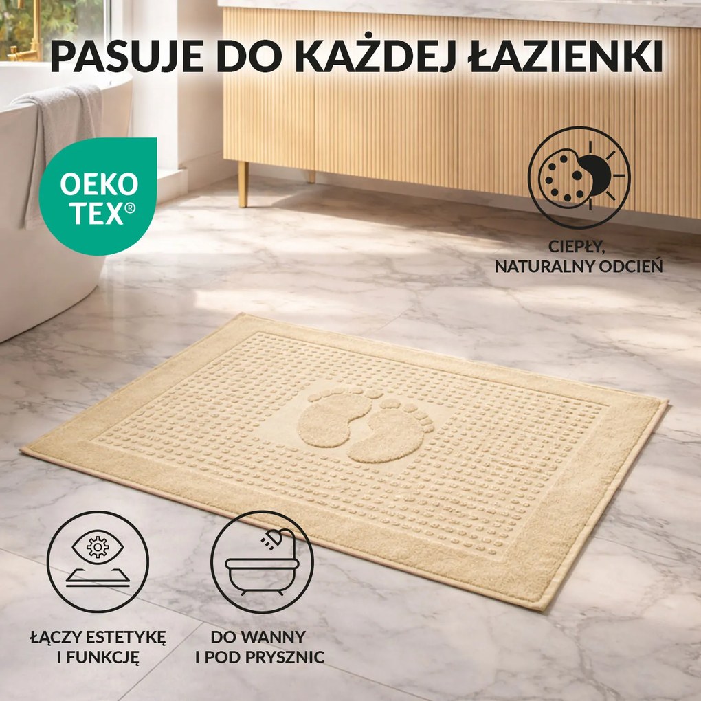 PODLOŽKA DO KÚPEĽNE HOTEL FEET 50X70 CM KRÉMOVÁ