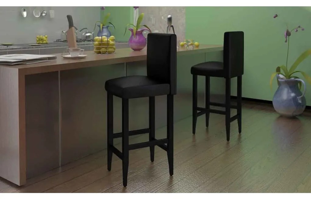 vidaXL Barové stoličky 4  ks, čierne, umelá koža
