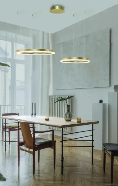 Moderný luster Halo 80+60 CCT zlatá s diaľkovým ovládaním