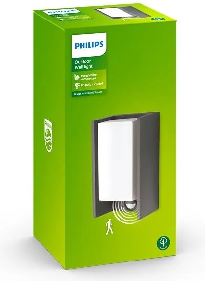 Philips - Vonkajšie nástenné svietidlo so senzorom BRIDGE 1xE27/15W/230V IP44