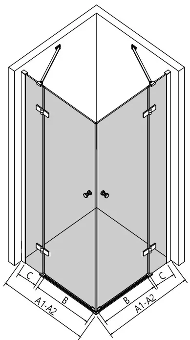 Erga Bern Double, sprchový kút s 2-krídlovými dverami 100(dvere) x 110(dvere) x 195 cm, 6mm číre sklo, chrómový profil, ERG-V02-BERN-D100D110-CL-CR