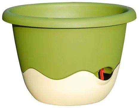Samozavlažovací závesný kvetináč Mareta, šedá + zelená, 30 cm, Plastia, pr. 30 cm