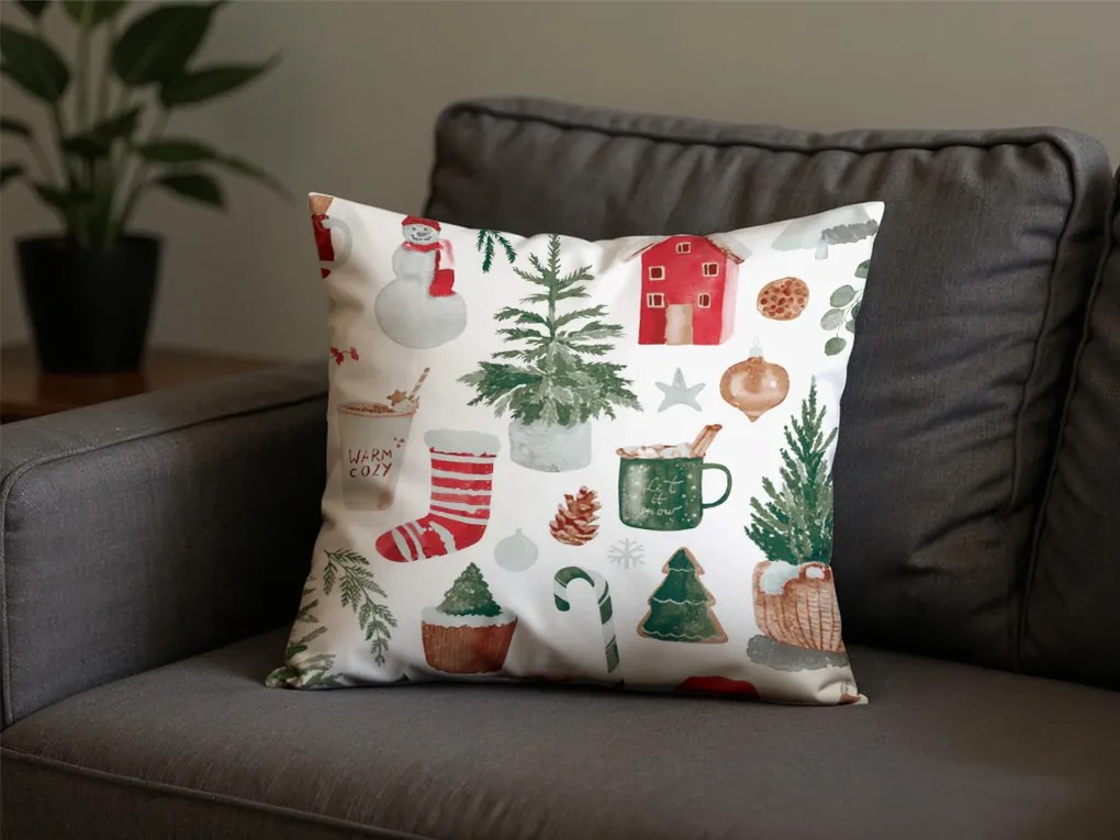 Súprava 2 ks dekoračných obliečok na vankúš MAGIC CHRISTMAS 45x45 cm, biela